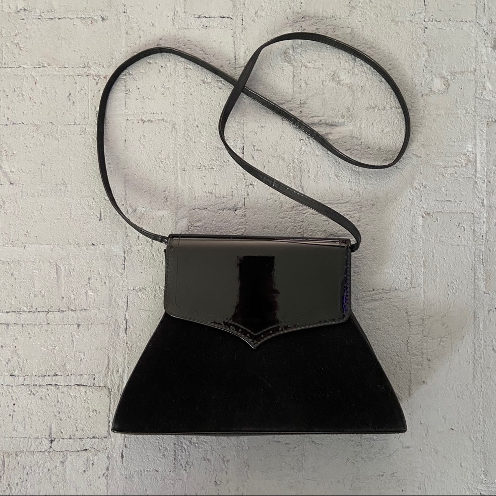 Vintage faux patent leather & velvet western bag